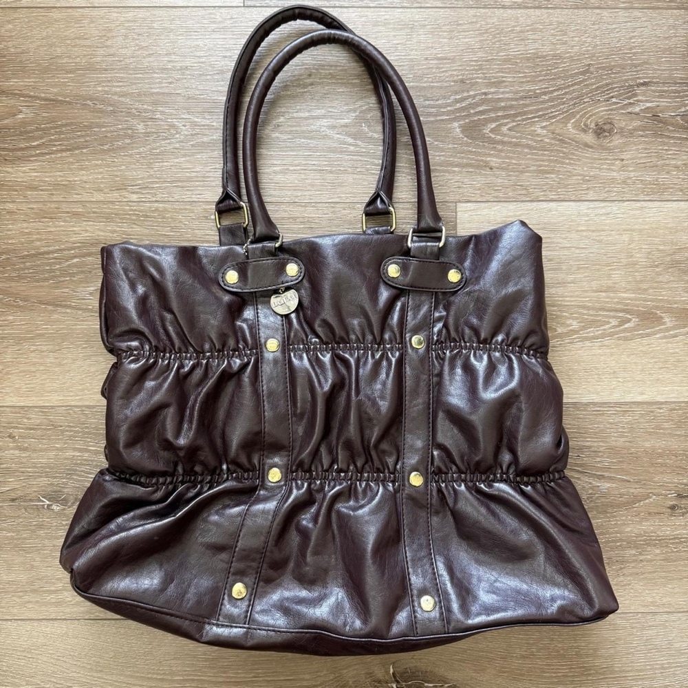 Brown Y2K Slouchy Ruched Oversized Shoulder Bag